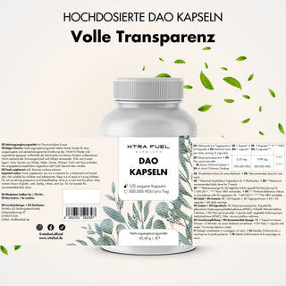 DAO DiAminOxidase capsules - Vegan source from pea sprouts with 300,000 HDU per day