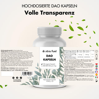 DAO DiAminOxidase capsules - Vegan source from pea sprouts with 300,000 HDU per day