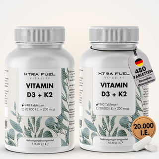 Vitamin D3/K2 tablets MK7 all-trans - 20,000 I.U. + 200 μg - 240 tablets per can