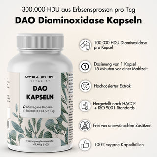 DAO capsules - Vegan diamine oxidase from pea sprouts - 300,000 HDU