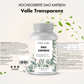 DAO DiAminOxidase capsules - Vegan source from pea sprouts with 300,000 HDU per day