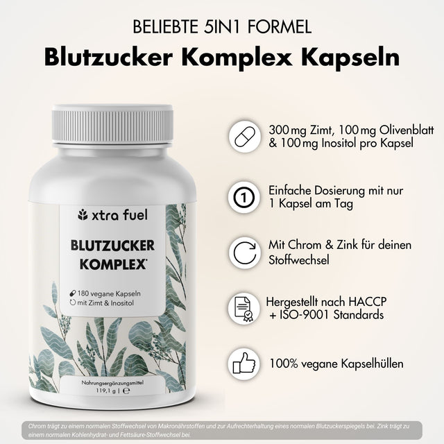 Blood sugar complex* - nutrient mix with Ceylon cinnamon, inositol & olive leaf
