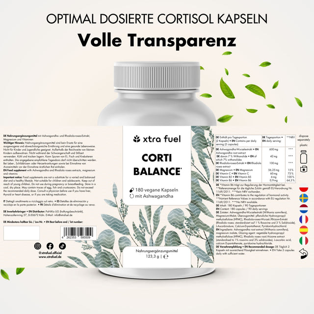 Cortisol capsules* - Corti Balance* - nutrient mix with ashwagandha, rhodiola & vitamin B6