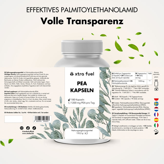 PEA Capsules - Micronized Palmitoylethanolamide - 1200mg per day